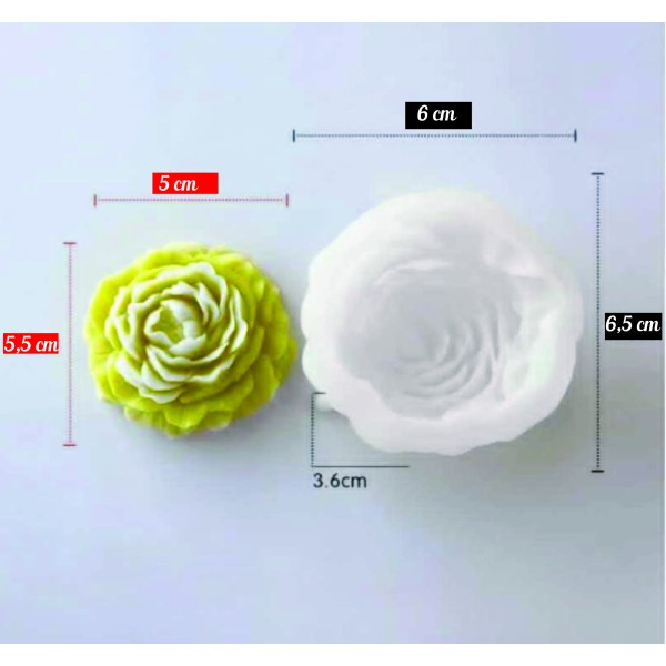Moule silicone pour bougies en fleurs de pivoine moyen