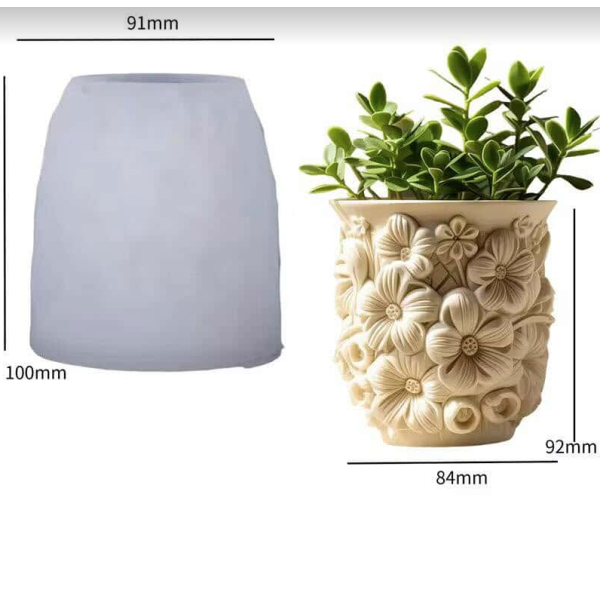 Moule pot texturé de fleur