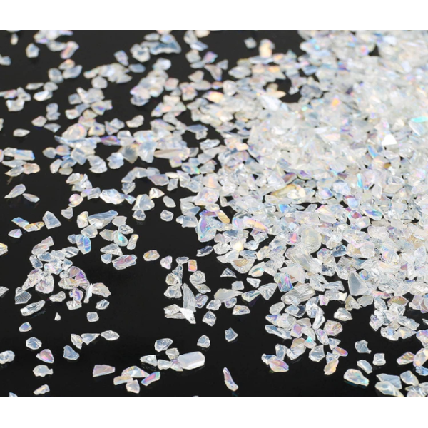 Blanc changeant 500 gr pierres de Verre Concassé transparent