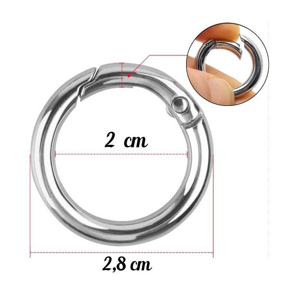 Lot de 4 Boucles argent  28 mm à Anneau Métallique avec Ressort