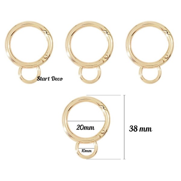 Lot de 4 Fermoire doré pivotant 38 mm