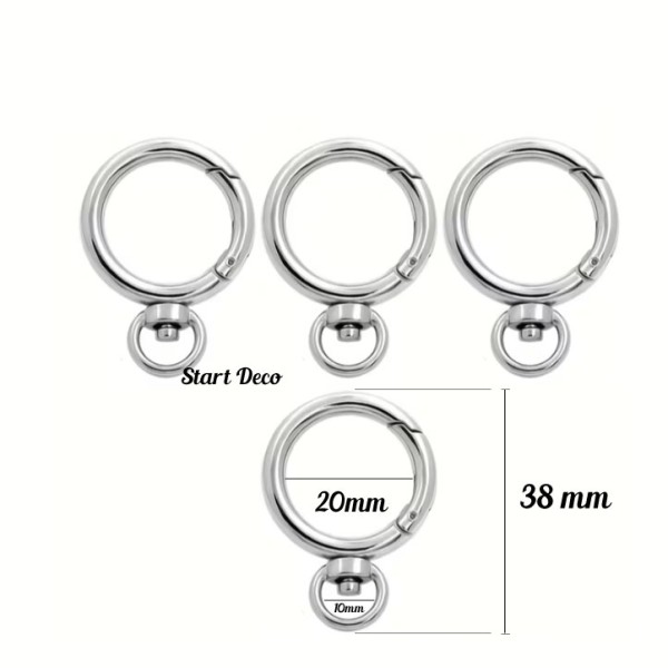 Lot de 4  Fermoires pivotant 38 mm argent