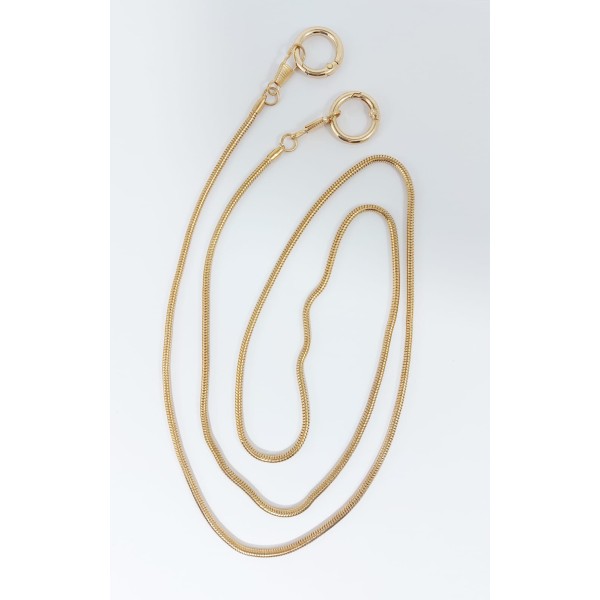 Bandoulière doré serpent  avec anneaux 120cm en métal doré