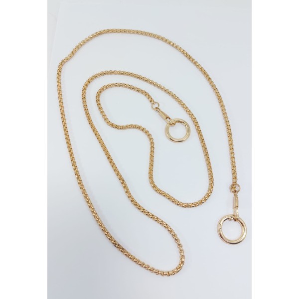 Bandoulière doré  avec anneaux 120cm en métal doré