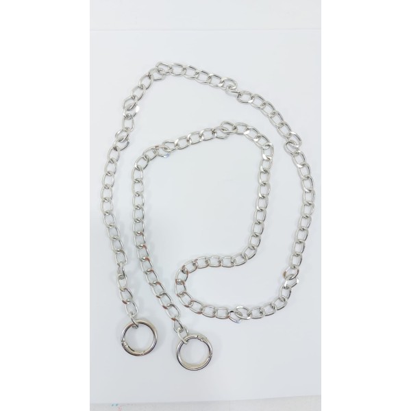 Chaîne bandoulière Cubaine épaisse en acier inoxydable  argent120 cm pour Sac
