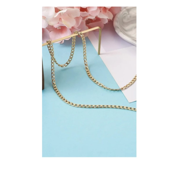 Chaîne bandoulière Cubaine  doré épaisse en acier inoxydable  120 cm pour Sac