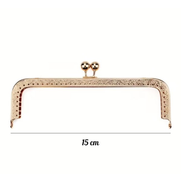 Fermoire cadre15 cm  sac à main  doré en métal