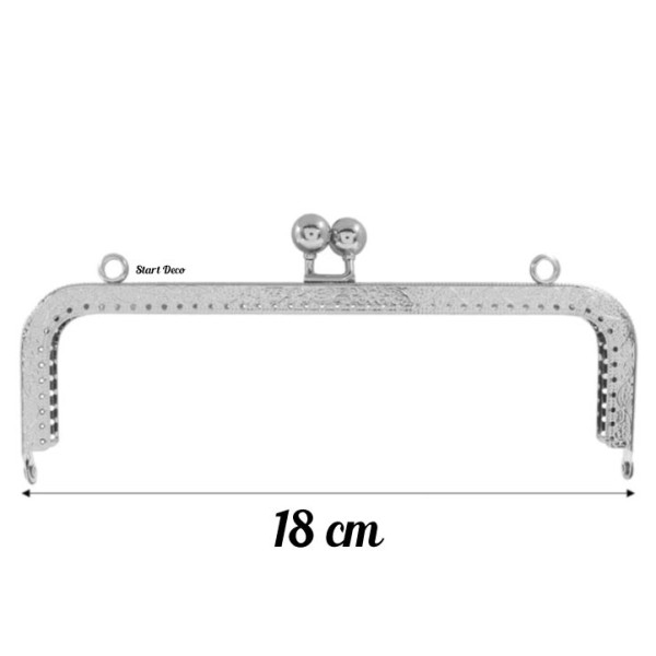 Fermoire cadre 18 cm sac à main argent  en métal