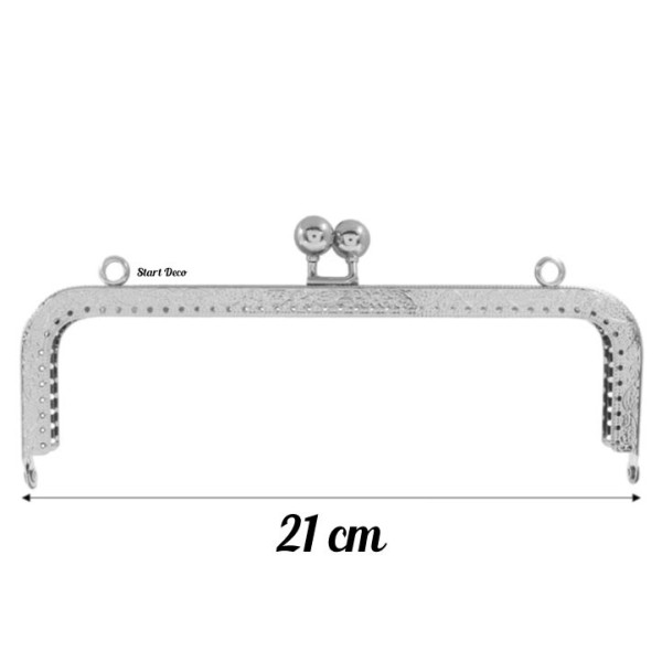 Fermoire cadre 21 cm sac à main argent en métal