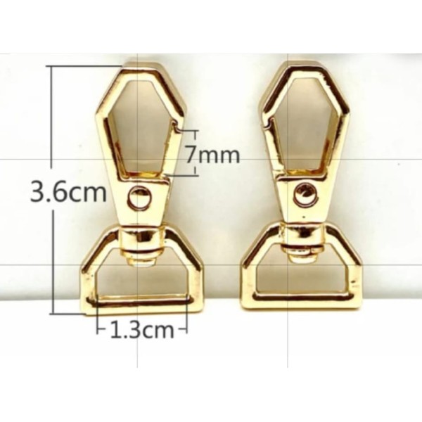 Lot de 4  fermoirs pivotants à gâchette 12 mm doré