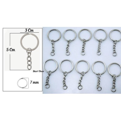 Set de 10 porte clés simple argent avec anneaux d'assemblage
