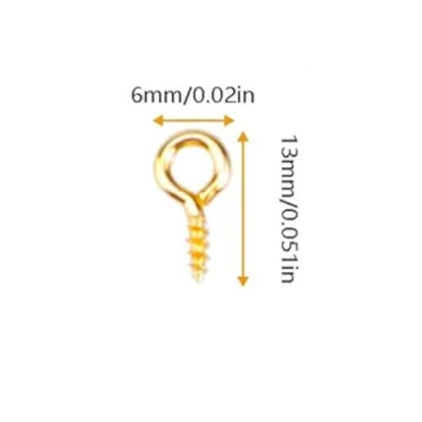 Lot de 10 mini œillets à visser en métal (doré)