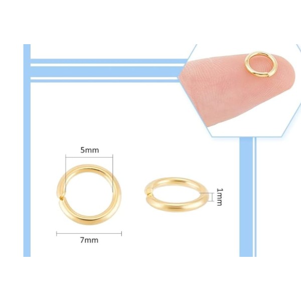 Anneaux ronds 7mm (doré) 60 pièces