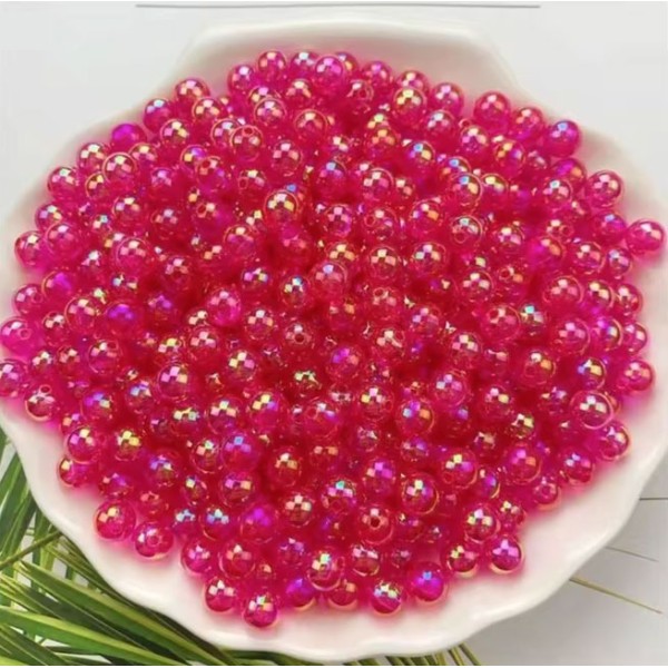 Perles  rose fuchsia clair changeant 8 MM Réf :PC10