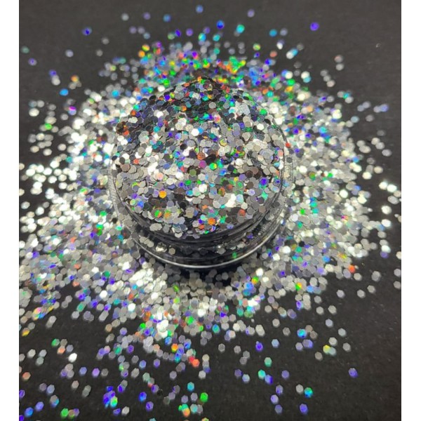 Sachet 25gm paillette argent holographique