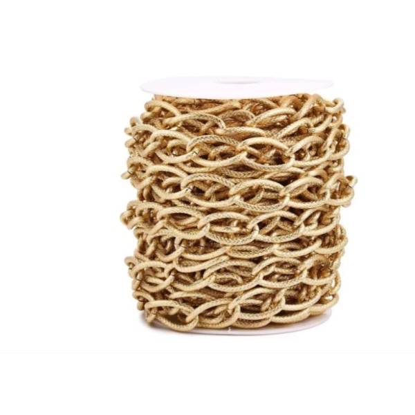 Chaînes 1m à gros maillons texturées doré18/13mm