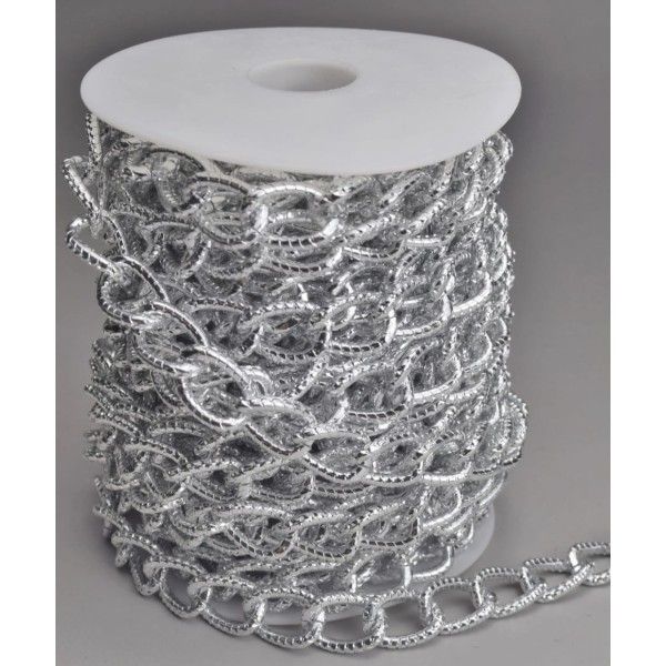 Chaînes 1m à gros maillons texturées oval  argent18/13mm
