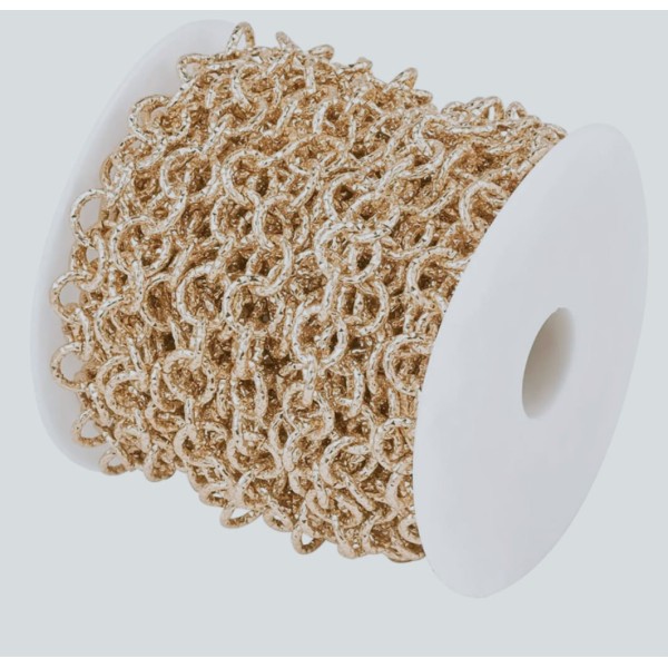 Chaînes 1m à gros maillons texturées rond doré 15/15mm