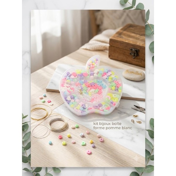 kit bijoux boite forme pomme blanc
