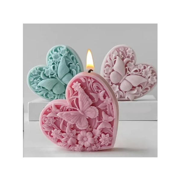 Silicone 3D en forme de cœur et papillon