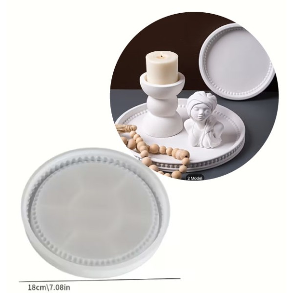Moule en Silicone Plateau Rond avec Bordure Perlée (18 cm)