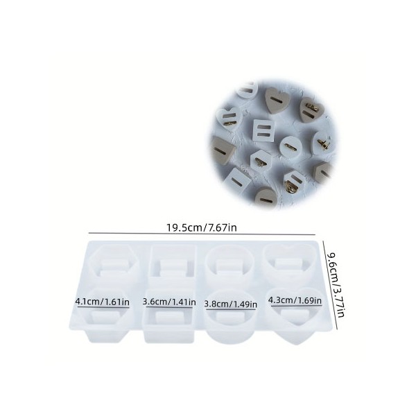 Moule en Silicone Multi-Cavités pour Porte-Bagues Geometric & Cœur (8 Cavités)
