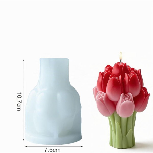 Moule en Silicone pour Bougie Bouquet de Tulipes 3D
