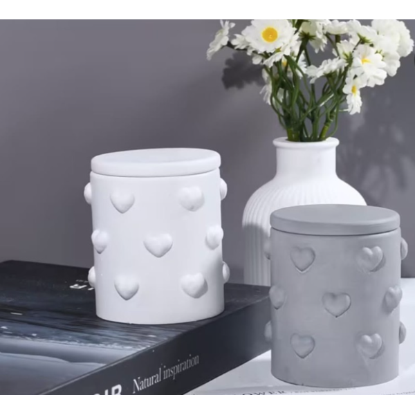 Boite cylindre texturé en coeur avec couvercle simple